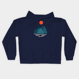 Minimalist Abstract Nature Art #46 Gentle and Chilly Mountains with Soft Waves Kids Hoodie